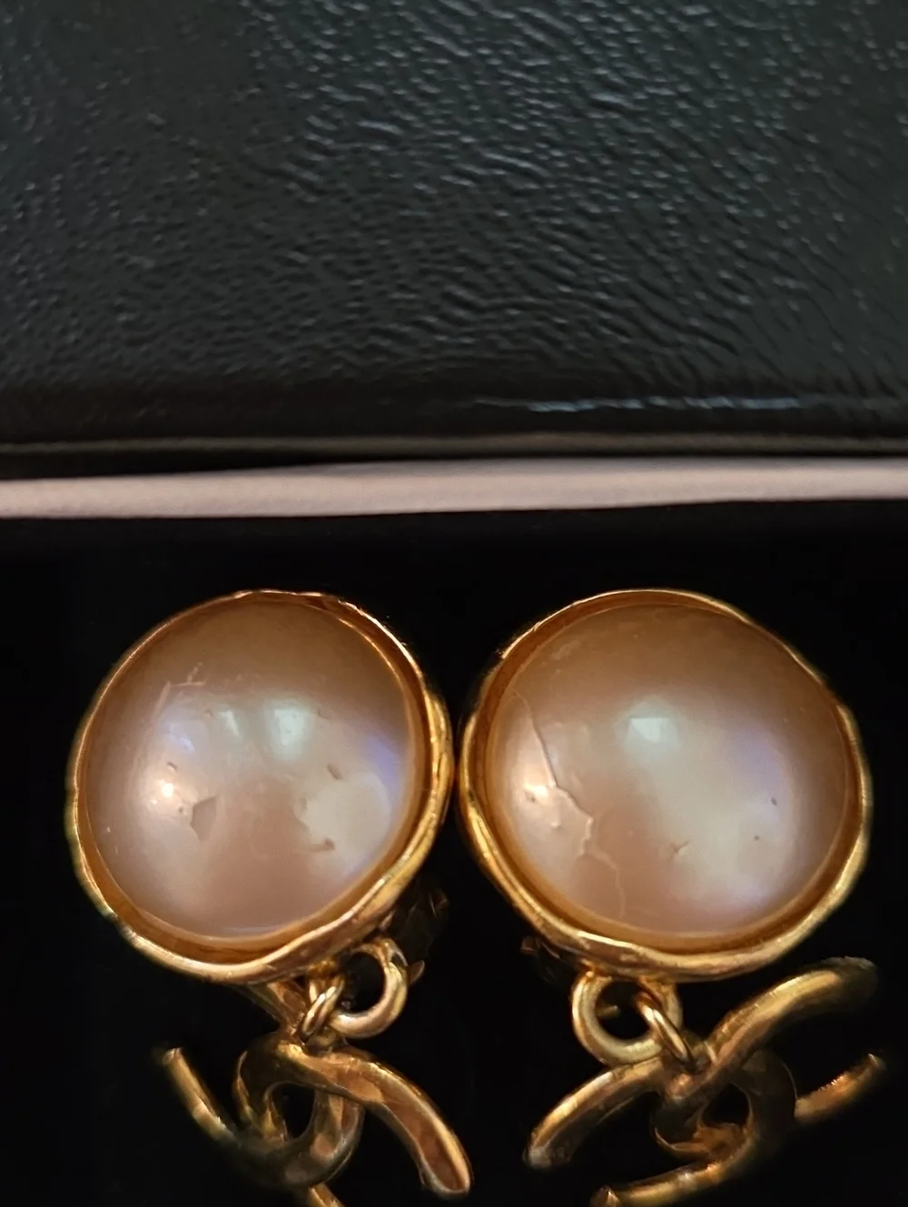 CHANEL Gold Pearl CC Drop Earrings - Gold and White Pearl
